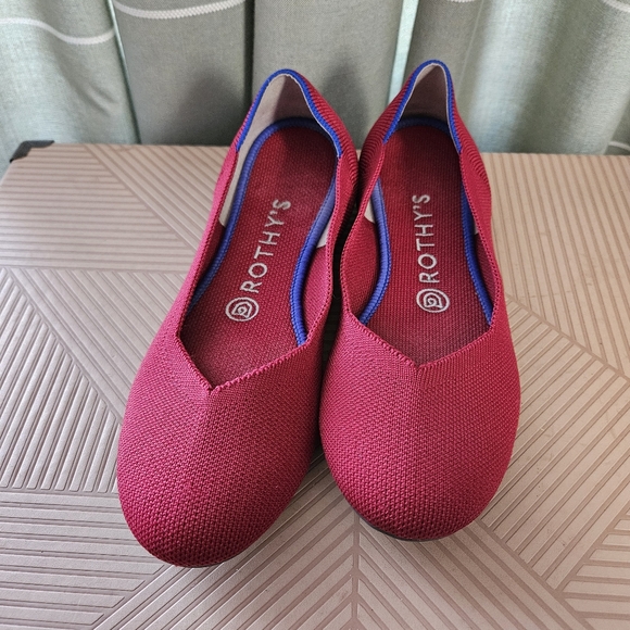 Rothy's Bright Red The Flat Round Toe Business Casual Recycled Sustainable Chic - Picture 3 of 12